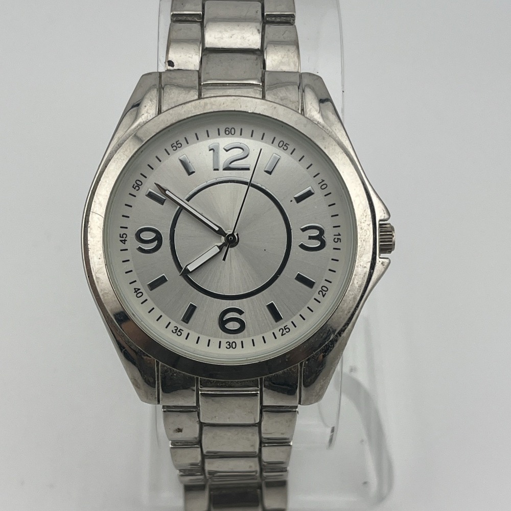 Accutime‎ Watch Women 38mm Silver Case 7" Band- New Battery
